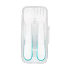 Load image into Gallery viewer, OXO Tot On the Go Plastic Fork & Spoon Set With Travel Case - Teal