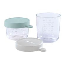 Load image into Gallery viewer, Beaba Superior Glass Jar 2 Pack 150ml/250ml - Airy Green/Light Mist