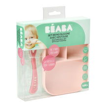 Load image into Gallery viewer, Beaba Silicone Suction Divided Plate & Spoon - Pink