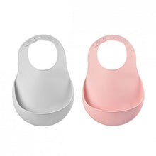 Load image into Gallery viewer, Beaba Silicone Bib 2 Pack - Old Pink/Light Grey