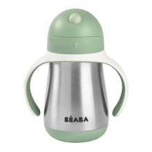 Load image into Gallery viewer, Beaba Stainless Steel Straw Cup 250ml - Sage Green