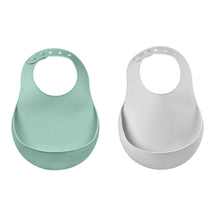 Load image into Gallery viewer, Beaba Silicone Bib 2 Pack - Sage Green/Light Grey