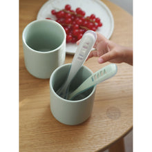 Load image into Gallery viewer, Beaba 1st Stage Silicone Spoon & Case 2 Pack - Velvet Grey/Sage Green