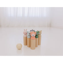 Load image into Gallery viewer, Bubble Wooden Animal Bowling Set