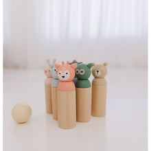 Load image into Gallery viewer, Bubble Wooden Animal Bowling Set