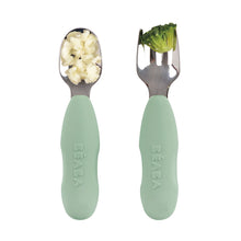 Load image into Gallery viewer, Beaba Fork & Spoon Stainless Steel Pre-Cutlery - Sage Green