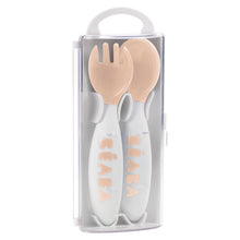 Load image into Gallery viewer, Beaba 2nd Stage Training Fork &amp; Spoon with Case - Nude
