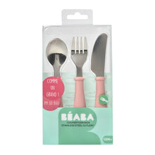 Load image into Gallery viewer, Beaba Stainless Steel Training Cutlery 3 Piece Set - Old Pink
