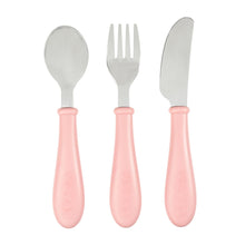 Load image into Gallery viewer, Beaba Stainless Steel Training Cutlery 3 Piece Set - Old Pink
