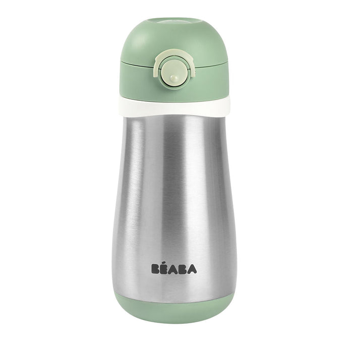 Beaba Stainless Steel Spout Bottle 350ml - Sage Green