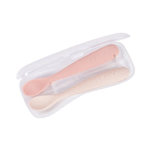 Load image into Gallery viewer, Beaba 1st Stage Silicone Spoons &amp; Case 2 Pack - Cotton Candy/Sorbet
