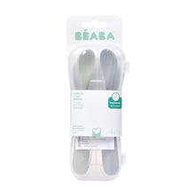 Load image into Gallery viewer, Beaba 1st Stage Silicone Spoons &amp; Case 2 Pack - Misty Green/Pebble
