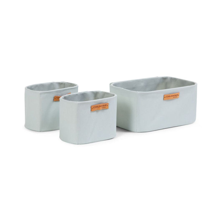 Childhome Set of 3 Hanging Storage Baskets - Light Grey - 21x14x10CM + 14x10x10CM