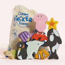 Load image into Gallery viewer, Le Toy Van Wooden Stacking Animals &amp; Bag - Ocean Life
