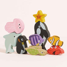 Load image into Gallery viewer, Le Toy Van Wooden Stacking Animals &amp; Bag - Ocean Life
