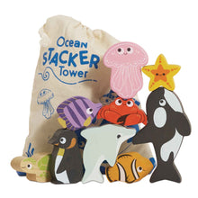 Load image into Gallery viewer, Le Toy Van Wooden Stacking Animals &amp; Bag - Ocean Life
