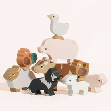 Load image into Gallery viewer, Le Toy Van Wooden Stacking Animals &amp; Bag - Farmyard

