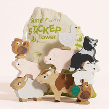 Load image into Gallery viewer, Le Toy Van Wooden Stacking Animals &amp; Bag - Farmyard

