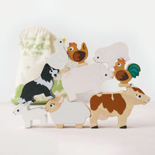Load image into Gallery viewer, Le Toy Van Wooden Stacking Animals &amp; Bag - Farmyard
