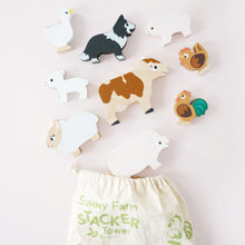 Load image into Gallery viewer, Le Toy Van Wooden Stacking Animals &amp; Bag - Farmyard
