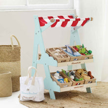 Load image into Gallery viewer, Le Toy Van Wooden Market Stall &amp; Fruit Play Food Crate
