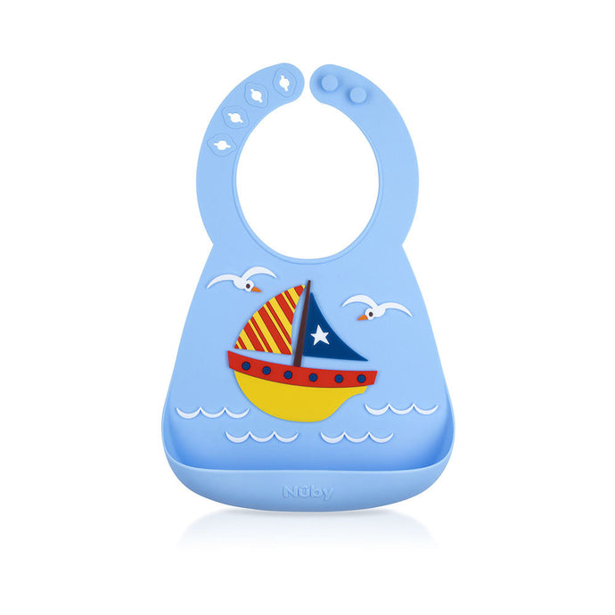 Nuby 3D Silicone Bib - Sailboat