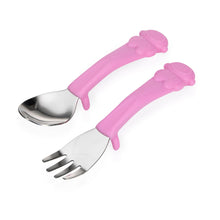 Load image into Gallery viewer, Nuby Sure Grip Stainless Steel Cutlery - Pink
