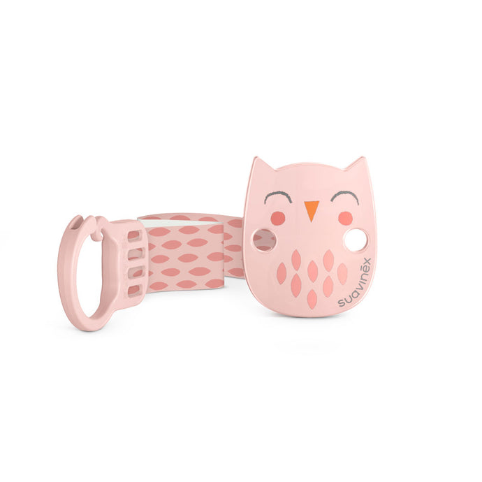 Suavinex Soother Clip with Ribbon - Bonhomia Owl Pink