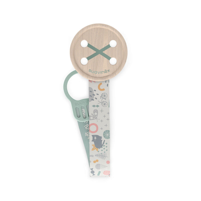 Suavinex A Walk In The Park Button Soother Clip With Ribbon - Green