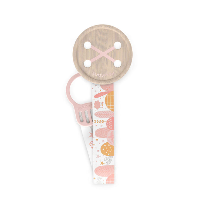 Suavinex Dreams Button Soother Clip With Ribbon - Pink