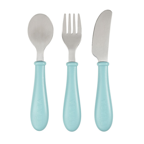 Beaba Stainless Steel Training Cutlery - Light Blue