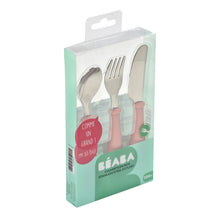 Load image into Gallery viewer, Beaba Stainless Steel Training Cutlery 3 Piece Set - Old Pink
