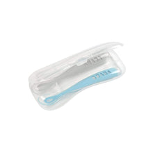 Load image into Gallery viewer, Beaba 1st Age Silicone Spoon Travel Twin Set (with Case) - Light Mist/Windy Blue
