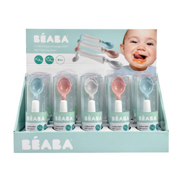 Beaba 360 Training Spoon In Display (3 Assorted Colors: Airy Green/ Old Pink/ Light Mist)