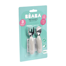 Load image into Gallery viewer, Beaba Fork &amp; Spoon Stainless Steel Pre-Cutlery - Velvet Grey
