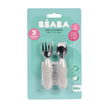 Load image into Gallery viewer, Beaba Fork &amp; Spoon Stainless Steel Pre-Cutlery - Velvet Grey
