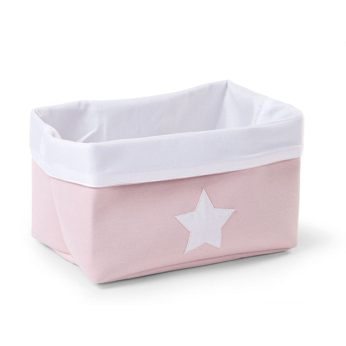 Childhome Canvas Storage Basket - Soft Pink White - 32x20x20CM