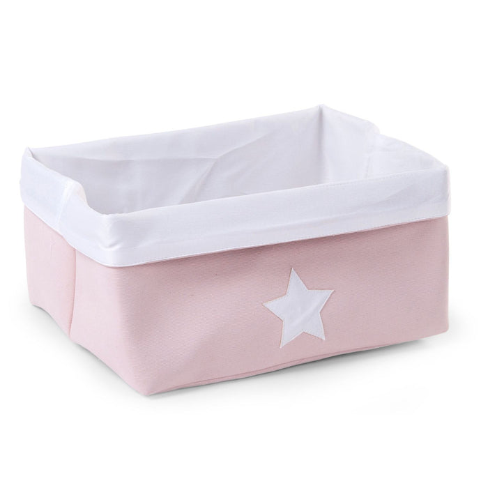 Childhome Canvas Storage Basket - Soft Pink White - 40x30x20CM