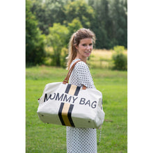 Load image into Gallery viewer, Childhome Mommy Bag Nursery Bag - Off White with Black/Gold Stripes
