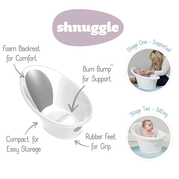 Shnuggle Bath – White with Grey Backrest (3)